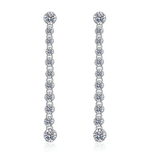 Moissanite 1.18cttw Drop Earrings for Women Long Tassels Sparkling Full Diamond