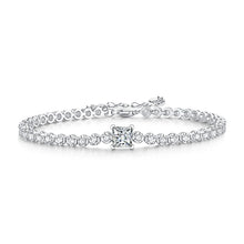 Load image into Gallery viewer, Moissanite 1CT Princess Cut Tennis Bracelets for Women Halo Wedding Jewelry
