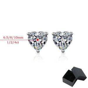 Moissanite 1CT 2CT 4CT Heart Cut Stud Earring for Women Luxury