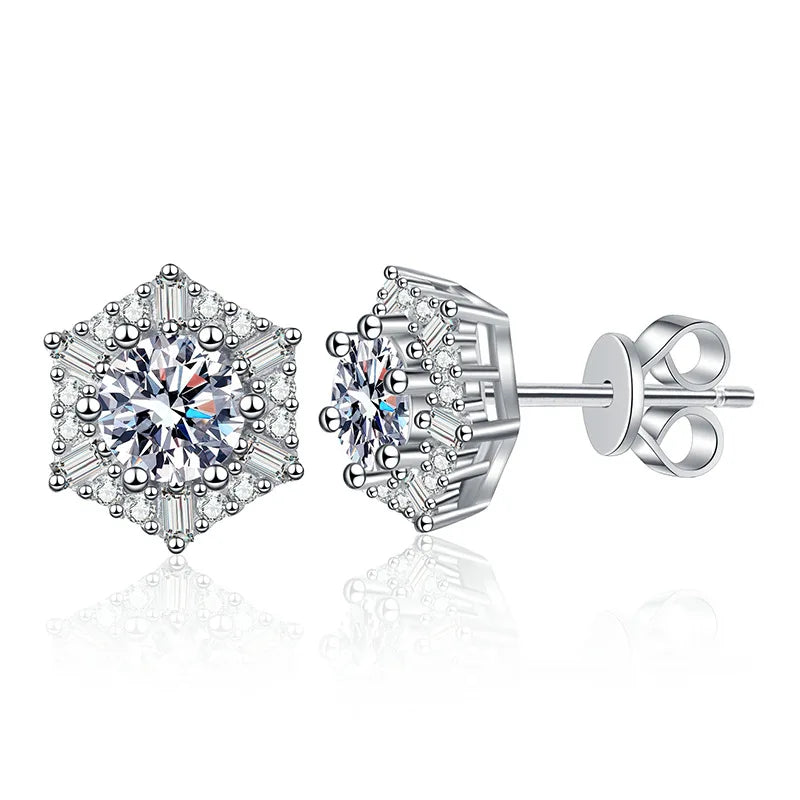 Moissanite 0.5CT Stud Earrings with zircon for Women  Jewelry