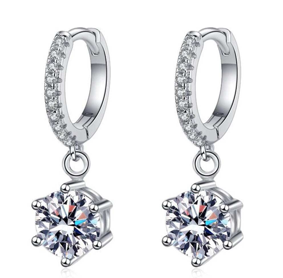 Moissanite 0.5CT 1CT Drop Earring for Women Diamond Wedding Jewelry