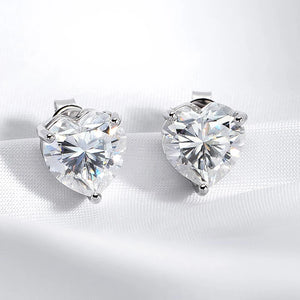 Moissanite 1CT 2CT 4CT Heart Cut Stud Earring for Women Luxury