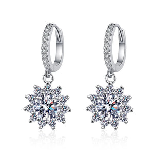 Moissanite 0.5CT or 1CT each Drop Earrings for Women Diamond Jewelrywirh side stones zircon