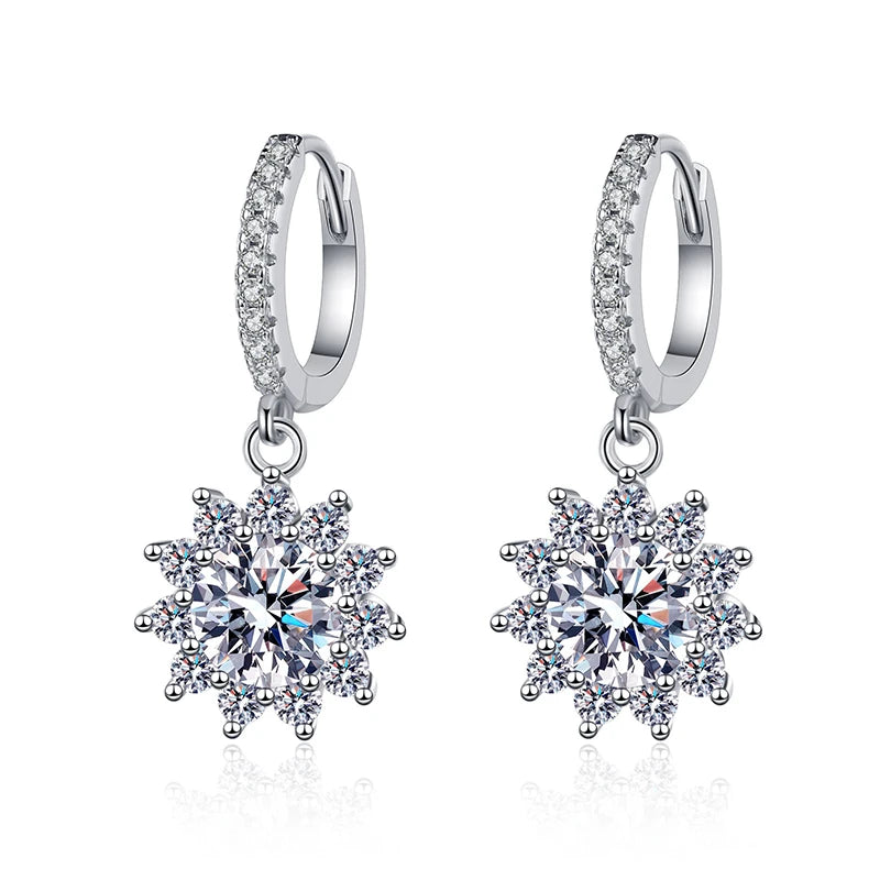 Moissanite 0.5CT or 1CT each Drop Earrings for Women Diamond Jewelrywirh side stones zircon