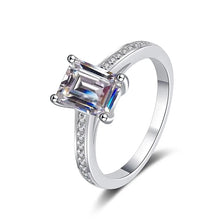 Load image into Gallery viewer, Moissanite 1CT and 2CT Emerald Cut Ring for Women Sparkly Halo Lab Diamond wirh zircon Wedding
