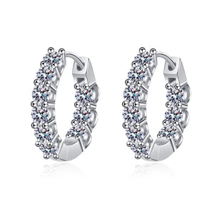 Moissanite 1.8CT Hoop Earrings for Women Female Wedding Jewelry