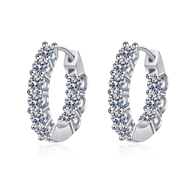 Moissanite 1.8CT Hoop Earrings for Women Female Wedding Jewelry