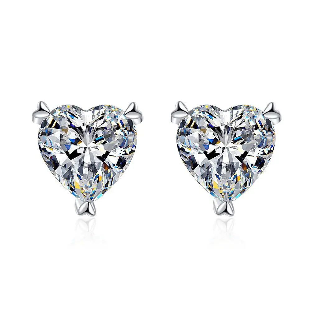 Moissanite 0.5CT, 1CT Heart Cut Stud Earrings for Women