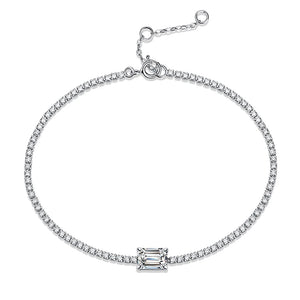 Moissanite 1CT Emerald Cut Tennis Bracelet for Women Men