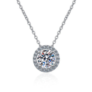 Moissanite 0.3CT, 0.5CT, 1CT, 2CT Necklace for Women Sparkling Lab Diamond Pendant