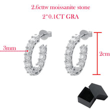 Load image into Gallery viewer, Moissanite 2.6ct Hoop Earrings for Women Sparkling Full Diamond Jewelry Wholesale
