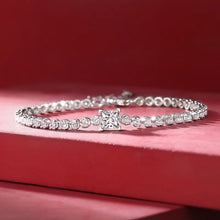 Load image into Gallery viewer, Moissanite 1CT Princess Cut Tennis Bracelets for Women Halo Wedding Jewelry
