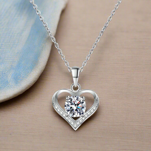 Moissanite 1CT Heart Wedding Necklace for Women