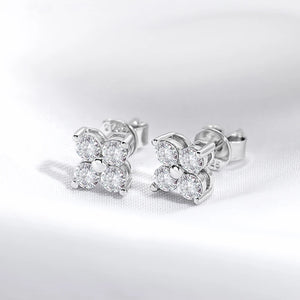 Moissnaite 0.8CTTW Stud Earrings for Women 4 Stones Classic 925 Silver