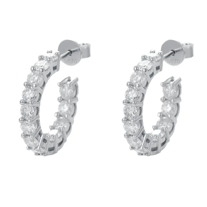 Moissanite 2.6ct Hoop Earrings for Women Sparkling Full Diamond Jewelry Wholesale