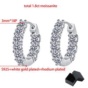 Moissanite 1.8CT Hoop Earrings for Women Female Wedding Jewelry