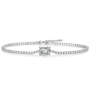 Moissanite 1CT Emerald Cut Tennis Bracelet for Women Men