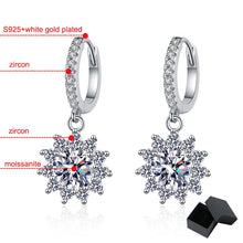 Load image into Gallery viewer, Moissanite 0.5CT or 1CT each Drop Earrings for Women Diamond Jewelrywirh side stones zircon
