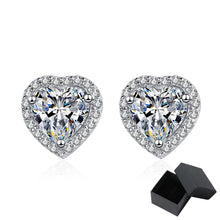 Load image into Gallery viewer, Moissanite Heart Cut 1CT 2CT 4 CT Stud Earrings with side stone zircon for Women
