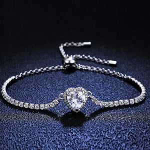 Moissanite 1CT 2CT Heart Cut Tennis Bracelet for Women