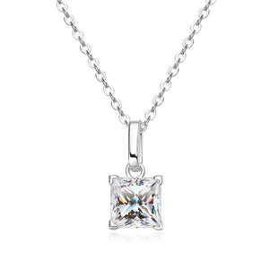 Moissanite 1.2CT Pendant necklace for Women Princess Cut Party Bitthday Gift Jewelry