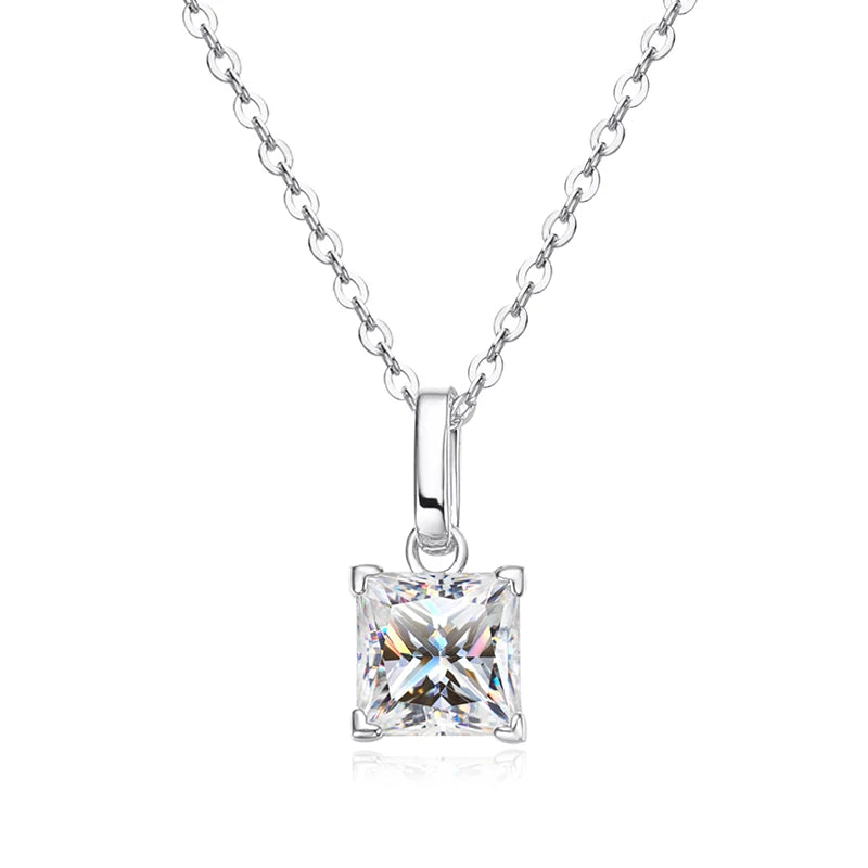 Moissanite 1.2CT Pendant necklace for Women Princess Cut Party Bitthday Gift Jewelry