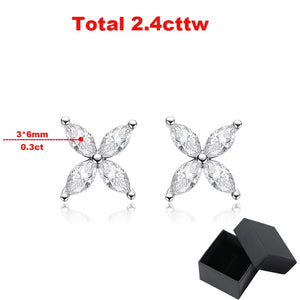 Moissanite 2.4cttw Studs Earrings 925 Sterling Silver Marquise Cut for Women Luxury Quality Jewelry